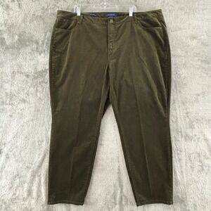 Talbots Slim Ankle Corduroy Pants Womens 24W‎ Olive Green Stretch 28" Inseam